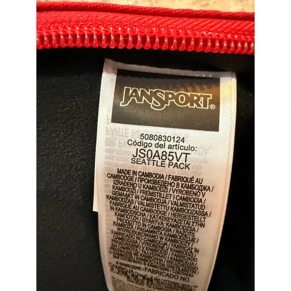 JanSport Red Blue Multi Pocket Backpack Adjustable Straps Travel School Bag